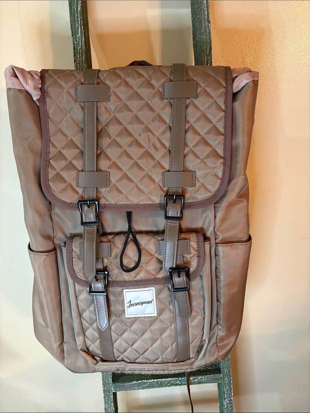 Journeyman Quilted Taupe Backpack New Without Tags